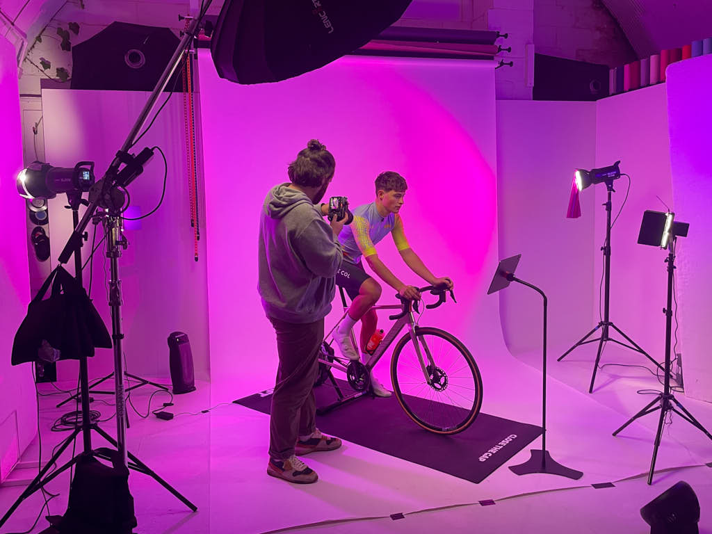 product photography of man on a bike