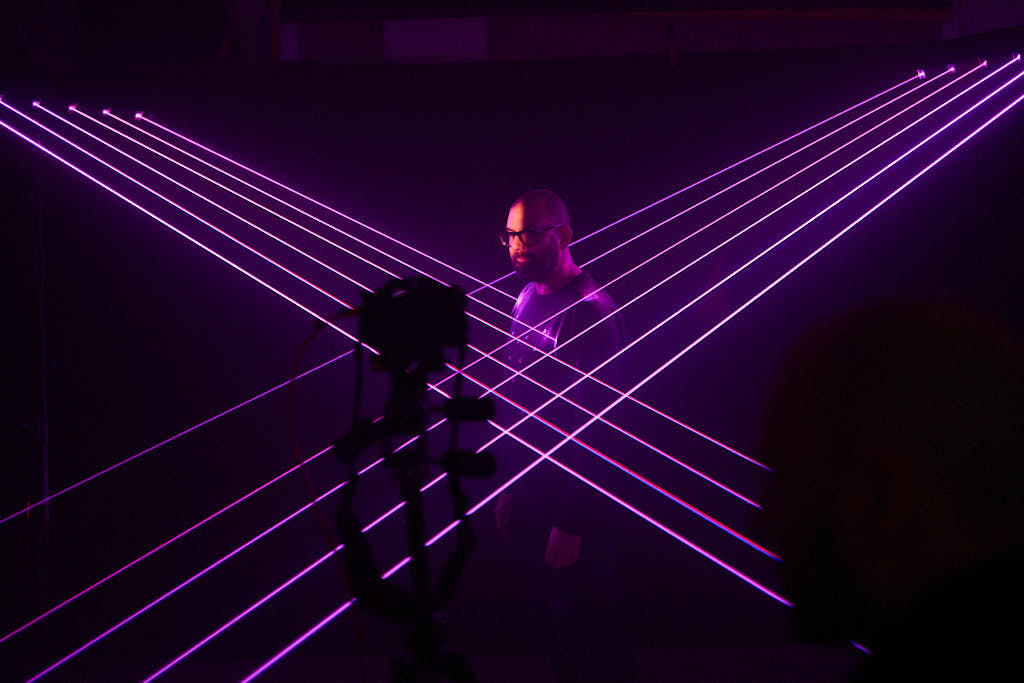 testing laser lighting in the studio