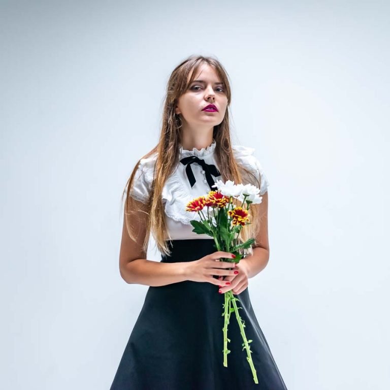 portrait model with flowers