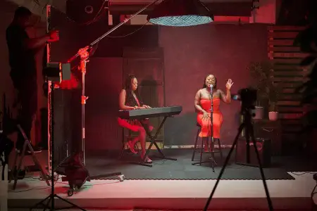 blackout studio and background set build for music video