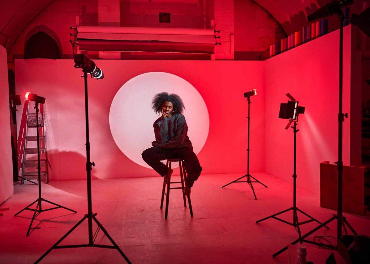 photo studio with model