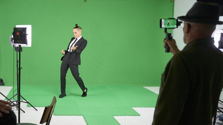 green screen studio with dancer