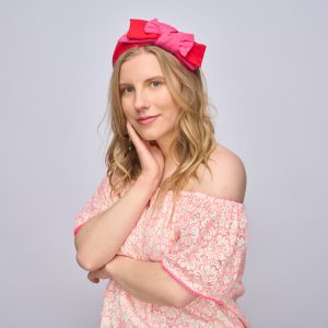 female model with designer headband
