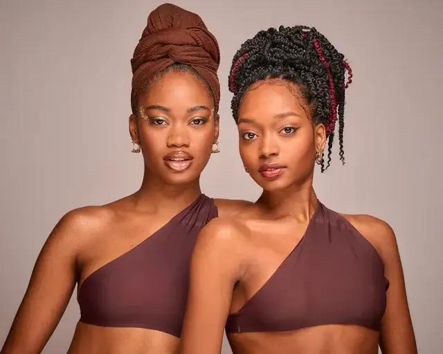 beauty product portrait of two models