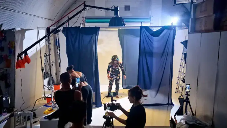 hanging fabric system supplied as part of photo studio hire