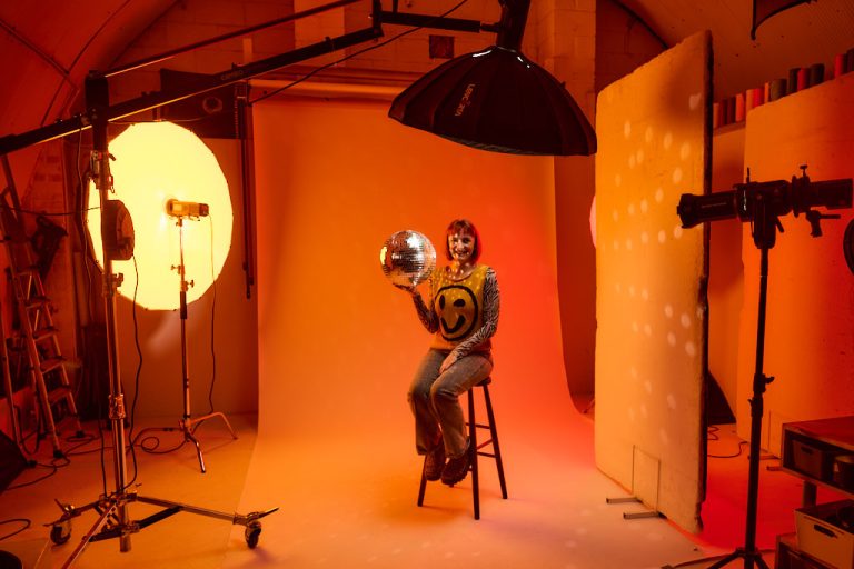 Portrait of DJ with Disco Ball